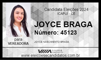 Candidato JOYCE BRAGA 2024 - ICAPUÍ - Eleições