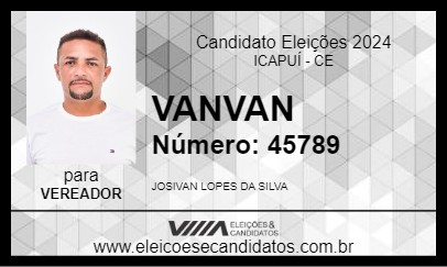 Candidato VANVAN 2024 - ICAPUÍ - Eleições