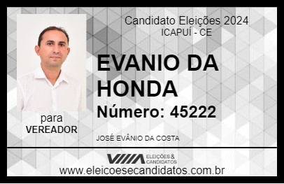 Candidato EVANIO DA HONDA 2024 - ICAPUÍ - Eleições