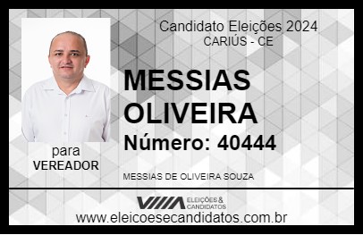 Candidato MESSIAS OLIVEIRA 2024 - CARIÚS - Eleições