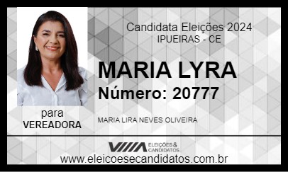 Candidato MARIA LYRA 2024 - IPUEIRAS - Eleições