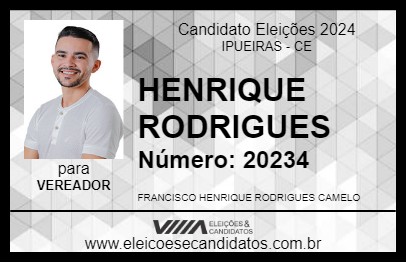 Candidato HENRIQUE RODRIGUES 2024 - IPUEIRAS - Eleições