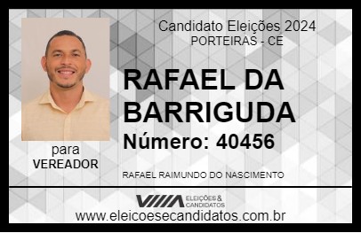 Candidato RAFAEL DA BARRIGUDA 2024 - PORTEIRAS - Eleições