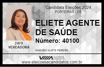 Candidato ELIETE AGENTE DE SAÚDE 2024 - PORTEIRAS - Eleições