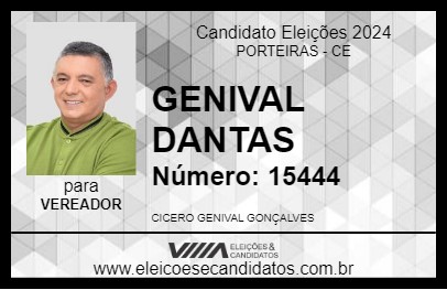 Candidato GENIVAL DANTAS 2024 - PORTEIRAS - Eleições