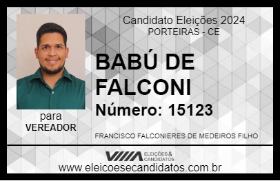 Candidato BABÚ DE FALCONI 2024 - PORTEIRAS - Eleições