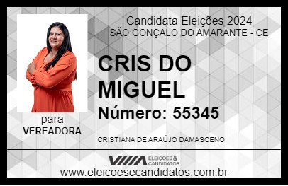 Candidato CRIS DO MIGUEL 2024 - SÃO GONÇALO DO AMARANTE - Eleições