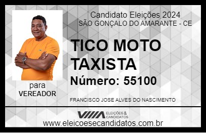 Candidato TICO MOTO TAXISTA 2024 - SÃO GONÇALO DO AMARANTE - Eleições