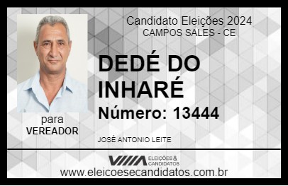 Candidato DEDÉ DO INHARÉ 2024 - CAMPOS SALES - Eleições