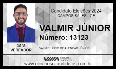 Candidato VALMIR JÚNIOR 2024 - CAMPOS SALES - Eleições