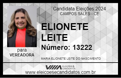 Candidato ELIONETE LEITE 2024 - CAMPOS SALES - Eleições