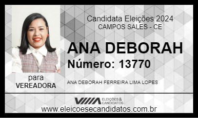 Candidato ANA DEBORAH 2024 - CAMPOS SALES - Eleições