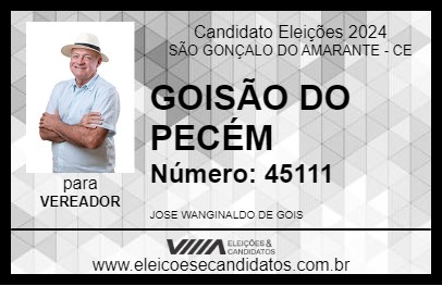 Candidato GOISÃO DO PECÉM 2024 - SÃO GONÇALO DO AMARANTE - Eleições