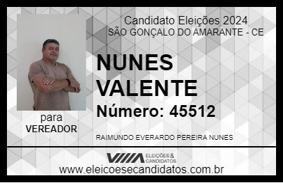 Candidato NUNES VALENTE 2024 - SÃO GONÇALO DO AMARANTE - Eleições