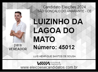 Candidato LUIZINHO DA LAGOA DO MATO 2024 - SÃO GONÇALO DO AMARANTE - Eleições