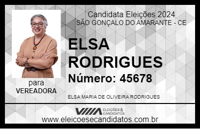 Candidato ELSA RODRIGUES 2024 - SÃO GONÇALO DO AMARANTE - Eleições