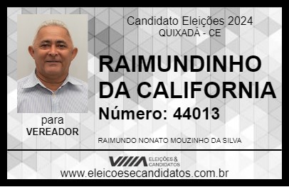 Candidato RAIMUNDINHO DA CALIFORNIA 2024 - QUIXADÁ - Eleições