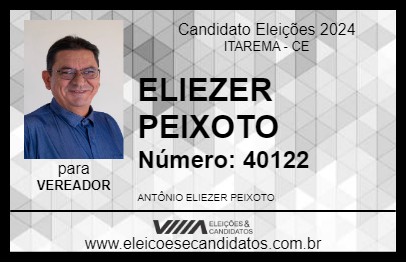 Candidato ELIEZER PEIXOTO 2024 - ITAREMA - Eleições