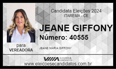 Candidato JEANE GIFFONY 2024 - ITAREMA - Eleições