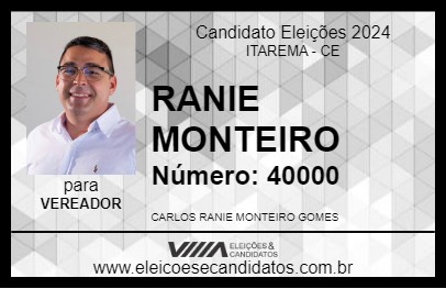 Candidato RANIE MONTEIRO 2024 - ITAREMA - Eleições