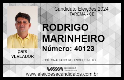 Candidato RODRIGO MARINHEIRO 2024 - ITAREMA - Eleições