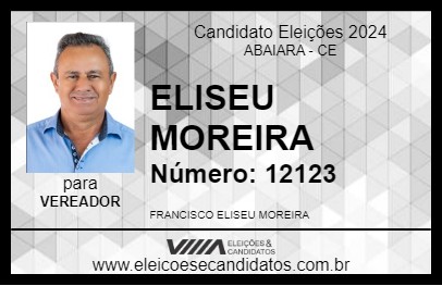 Candidato ELISEU MOREIRA 2024 - ABAIARA - Eleições