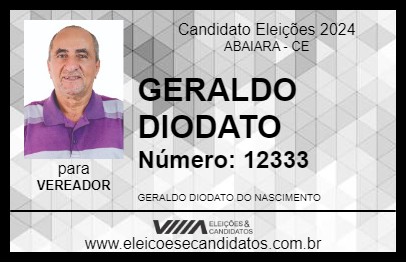 Candidato GERALDO DIODATO 2024 - ABAIARA - Eleições