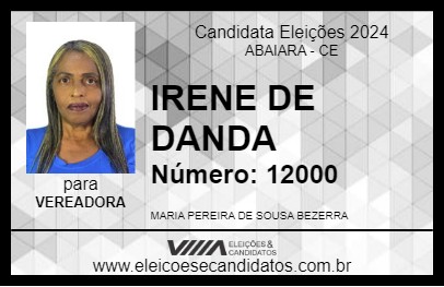 Candidato IRENE DE DANDA 2024 - ABAIARA - Eleições