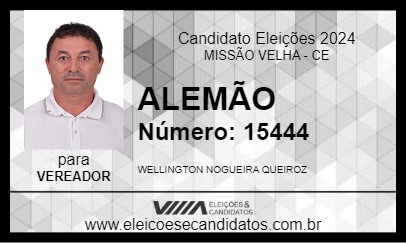 Candidato ALEMÃO 2024 - MISSÃO VELHA - Eleições