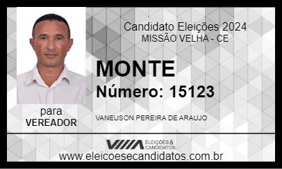 Candidato MONTE 2024 - MISSÃO VELHA - Eleições