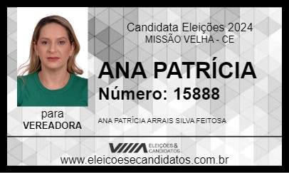 Candidato ANA PATRÍCIA 2024 - MISSÃO VELHA - Eleições