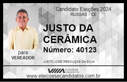 Candidato JUSTO DA CERÂMICA 2024 - RUSSAS - Eleições