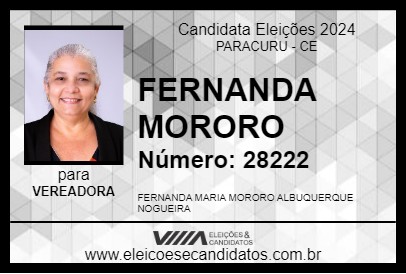 Candidato FERNANDA MORORO 2024 - PARACURU - Eleições