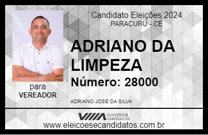 Candidato ADRIANO DA LIMPEZA 2024 - PARACURU - Eleições