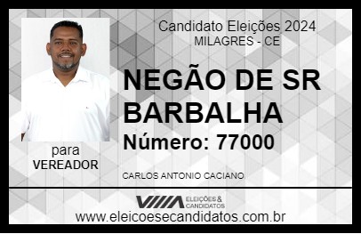 Candidato NEGÃO DE SR BARBALHA 2024 - MILAGRES - Eleições