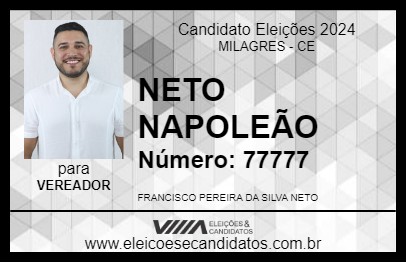 Candidato NETO NAPOLEÃO 2024 - MILAGRES - Eleições