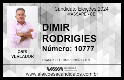 Candidato DIMIR RODRIGIES 2024 - MASSAPÊ - Eleições