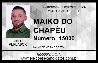 Candidato MAIKO DO CHAPÉU 2024 - VÁRZEA ALEGRE - Eleições