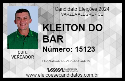 Candidato KLEITON DO BAR 2024 - VÁRZEA ALEGRE - Eleições