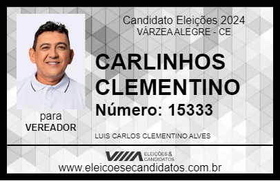 Candidato CARLINHOS CLEMENTINO 2024 - VÁRZEA ALEGRE - Eleições