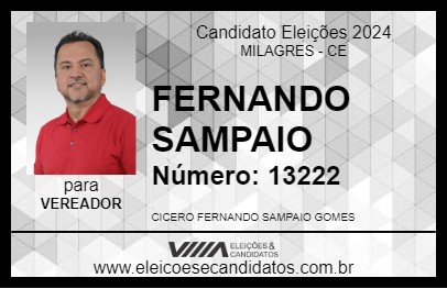 Candidato FERNANDO SAMPAIO 2024 - MILAGRES - Eleições