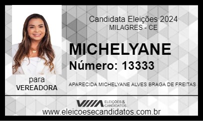 Candidato MICHELYANE 2024 - MILAGRES - Eleições