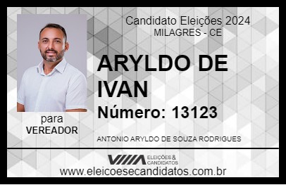 Candidato ARYLDO DE IVAN 2024 - MILAGRES - Eleições