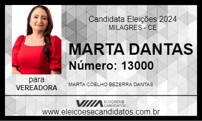 Candidato MARTA DANTAS 2024 - MILAGRES - Eleições