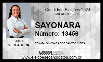 Candidato SAYONARA 2024 - MILAGRES - Eleições