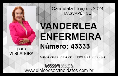 Candidato VANDERLEA ENFERMEIRA 2024 - MASSAPÊ - Eleições