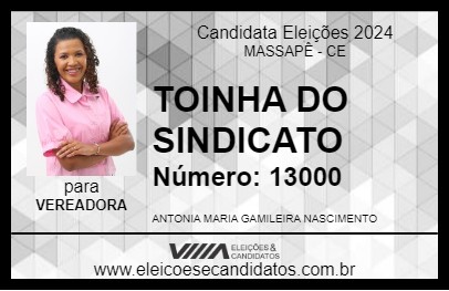 Candidato TOINHA DO SINDICATO 2024 - MASSAPÊ - Eleições