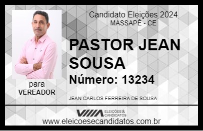 Candidato PASTOR JEAN SOUSA 2024 - MASSAPÊ - Eleições