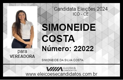 Candidato SIMONEIDE COSTA 2024 - ICÓ - Eleições