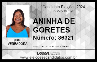 Candidato ANINHA DE GORETES 2024 - ABAIARA - Eleições